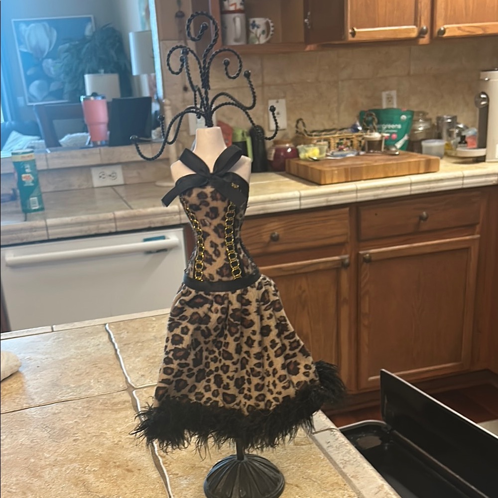 Black and Brown Decorative Dress Form with Ornate Design